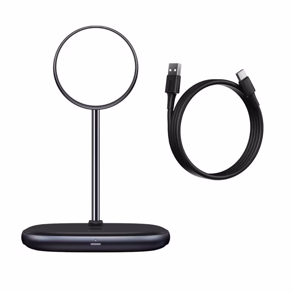 پایه نگهدارنده مگنتی و شارژر وایرلس بیسوس Swan 2-in-1 WXSW-C01 توان 20 وات