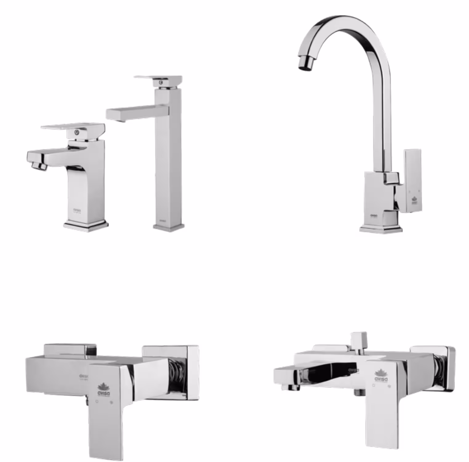 ست شیرالات آویسا مدل اسموت کروم مات