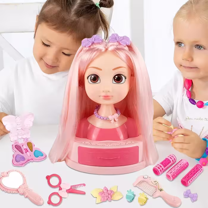 نیم تنه آرایشی مو و صورت دخترانه، مو صاف، کد SR002