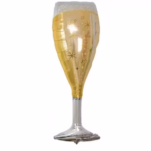 بادکنک فویلی طرح جام شراب طلایی