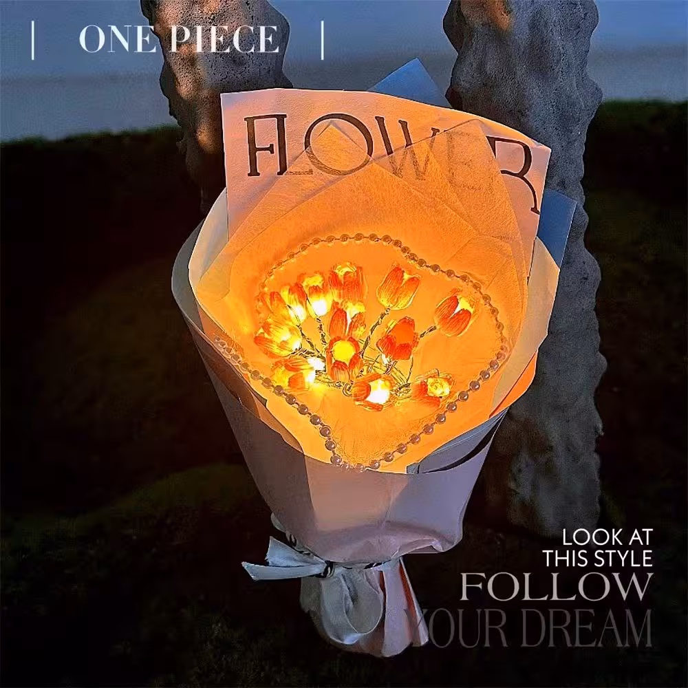 کاردستی نوری دسته گل لاله