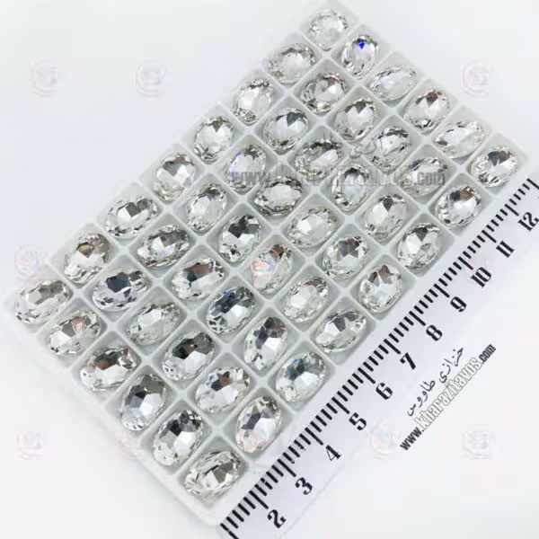 سنگ بیضی 10 در 14 ( نقره ای ) ورق 48 عددی