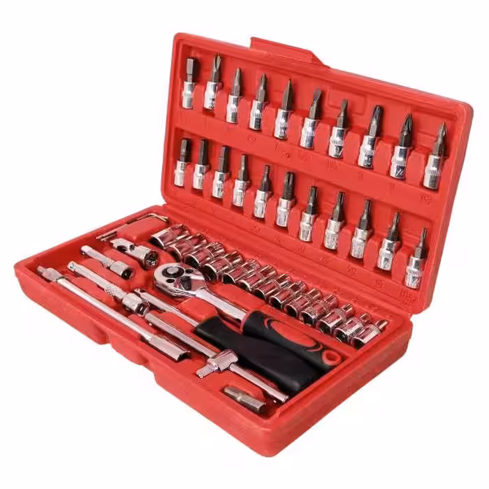 مجموعه 46 عددی آچار و سری بکس و پیچ گوشتی مدل XR-4546 | کالا مکس