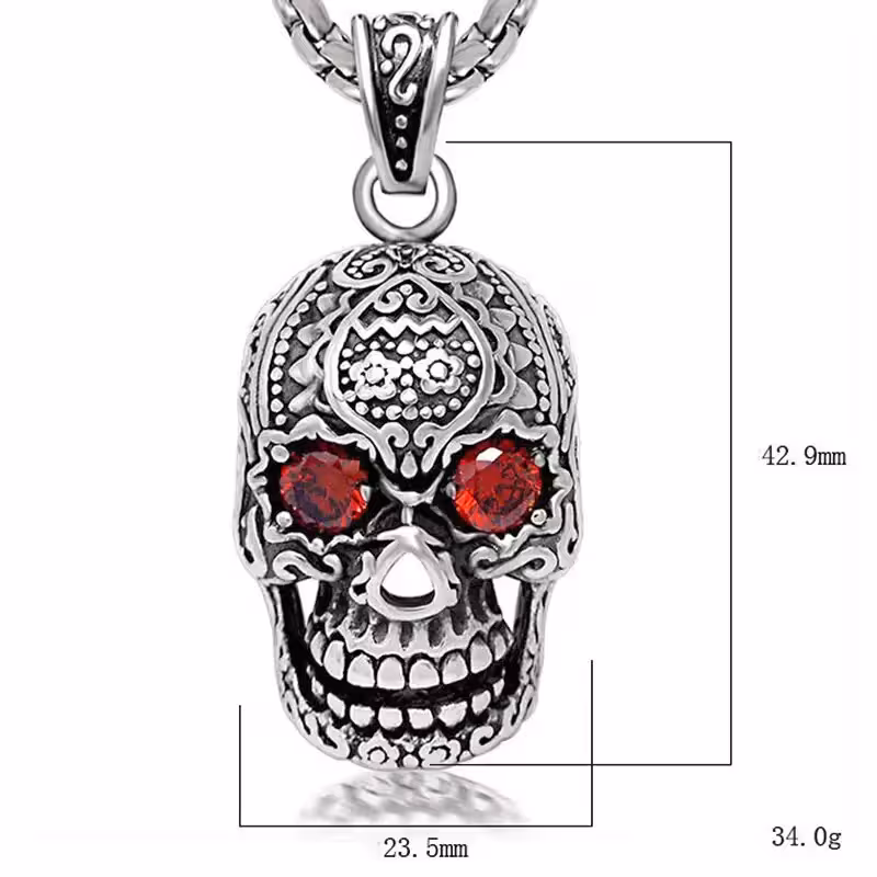 گردنبند اسکلت دخترانه و پسرانه چشم قرمز  گوتیک