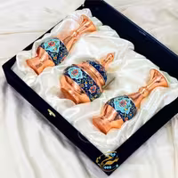 ست هدیه مس و پرداز قندان و گلدان