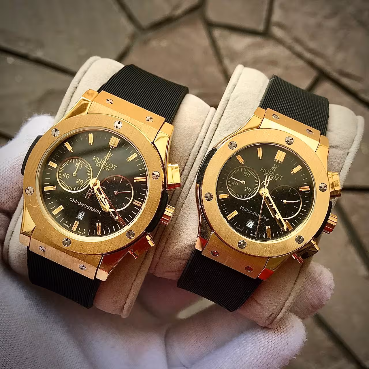 ساعت ست هابلوت HUBLOT WATCH SET g/b/b ساعت ست مردانه و زنانه هابلوت  ساعت هابلوت ست ساعت ست عروس و داماد