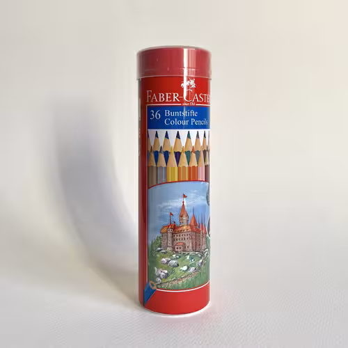 مداد رنگی 36 رنگ فابرکاستل جعبه فلزی استوانه (FABER CASTELL)