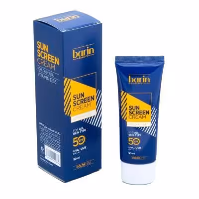 کرم ضد آفتاب بدون رنگ بارین barin مدل SUN SCREEN حجم 50 میلی لیتر