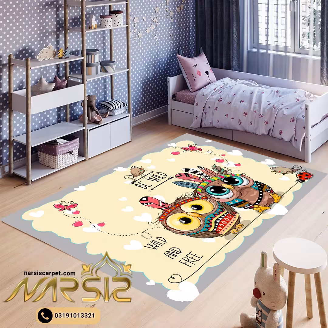 فرشینه کودک طرح جغدهای سرخپوست کد 6039