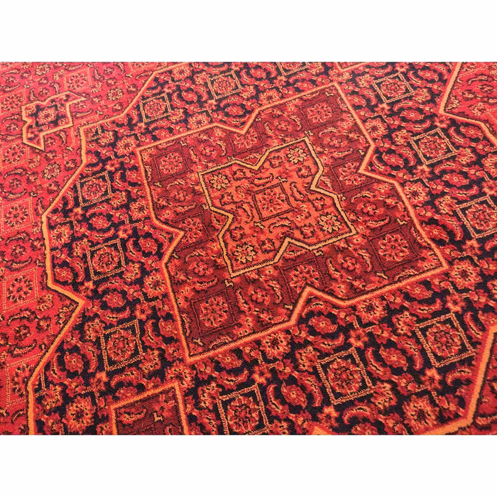 فرش ماشینی زمرد مشهد مدل کهنه نما زمینه لاکی