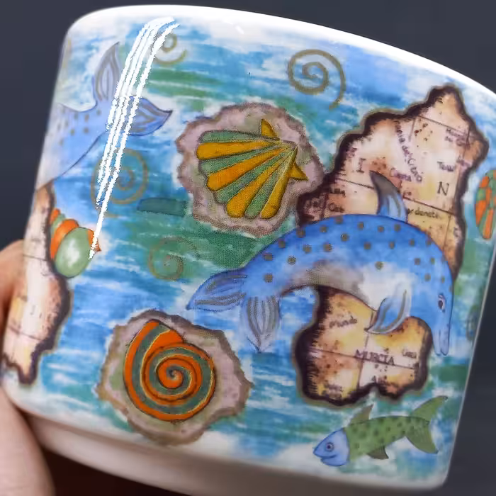 گلدان دکوری مدل رومیزی طرح بوهو کد 2 به همراه زیرگلدانی