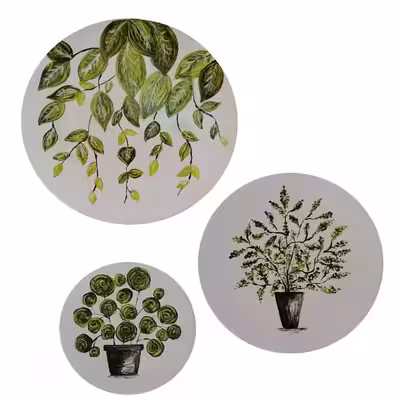 بشقاب دیوارکوب سفالی طرح گلدان مجموعه 3 عددی