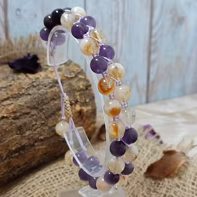 دستبند مدل آمیتیست و سیترین طبیعی