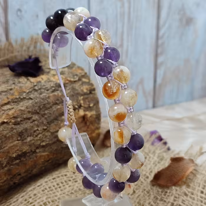 دستبند مدل آمیتیست و سیترین طبیعی