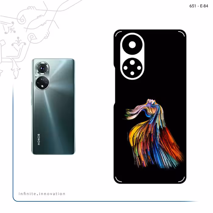 برچسب پوششی ماهوت مدل Rainbow Hair Digital Art مناسب برای گوشی موبایل آنر 50