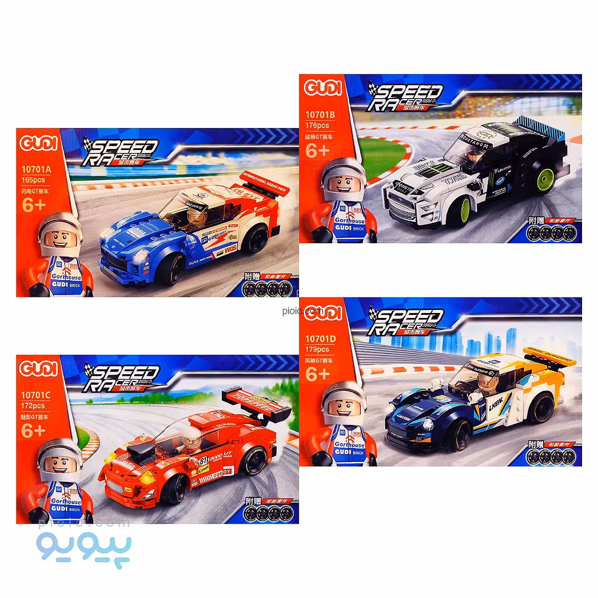 سری 4 عددی لگو ماشین مسابقه GUDI 10701