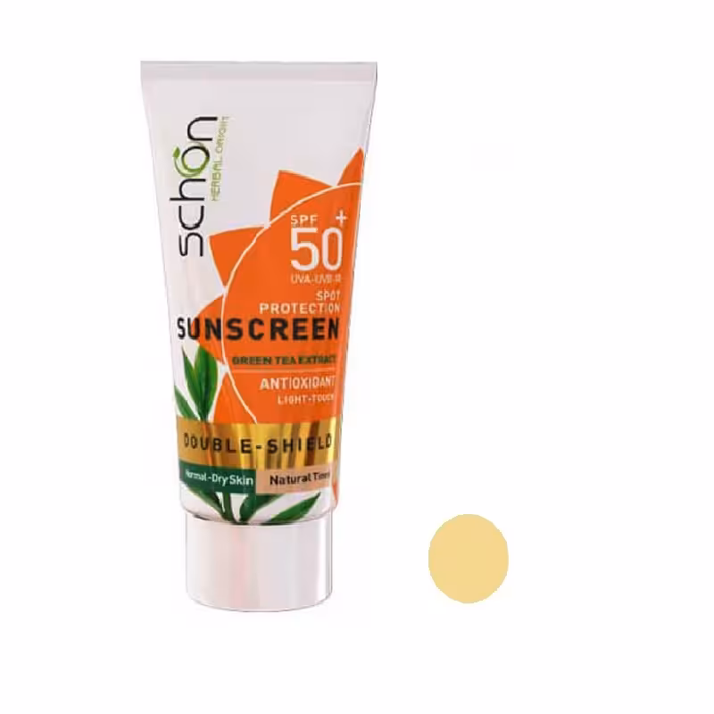 کرم ضد آفتاب رنگی شون SPF 50 مدل دابل شیلد مناسب پوست های نرمال و خشک حجم 50 میلی لیتر