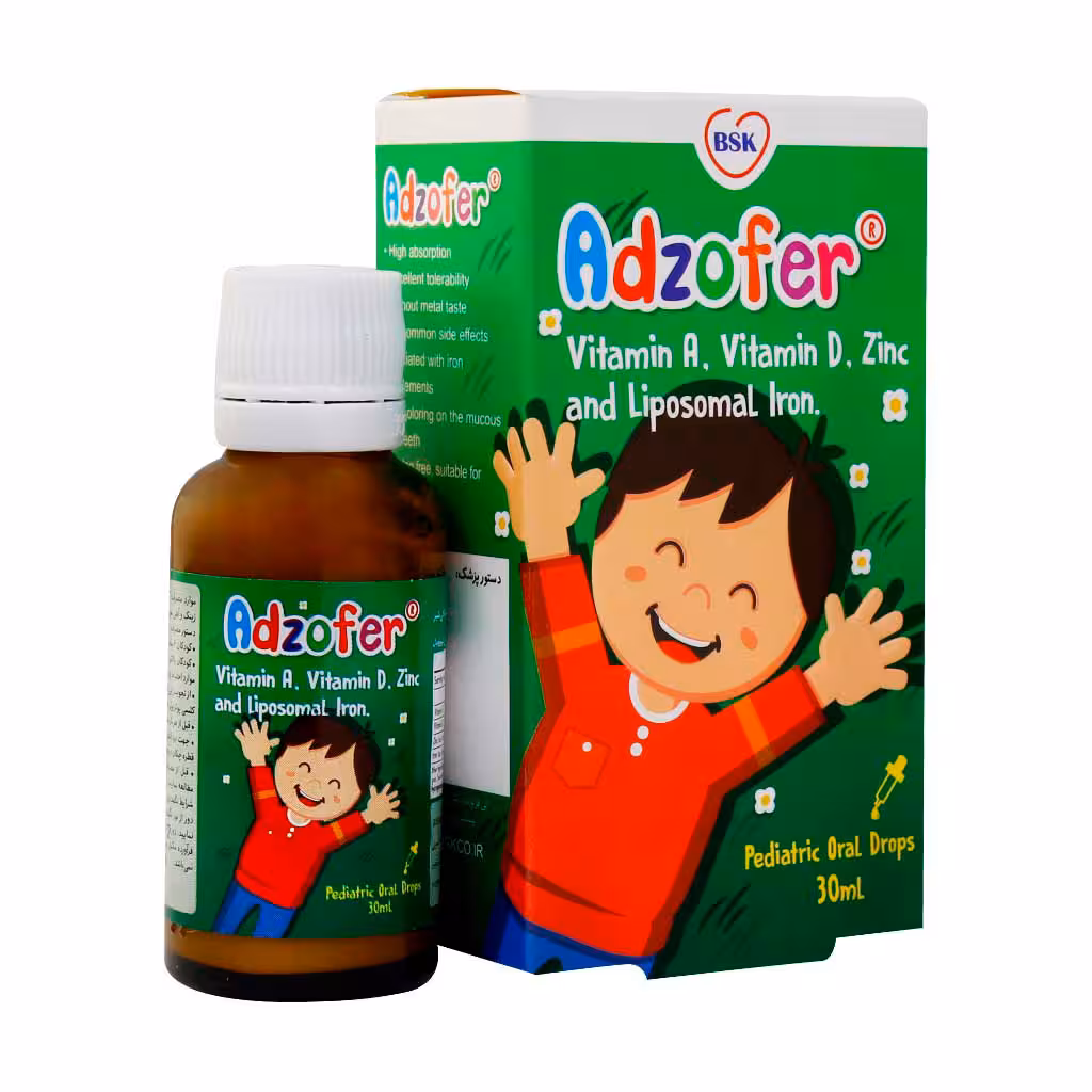 قطره خوراکی آدزوفر بنیان سلامت کسری 30 میلی لیتر | BSK Adzofer Pediatric Oral Drops