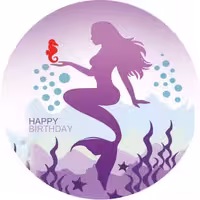 بنر گرد تم تولد پری دریایی-Little mermaid