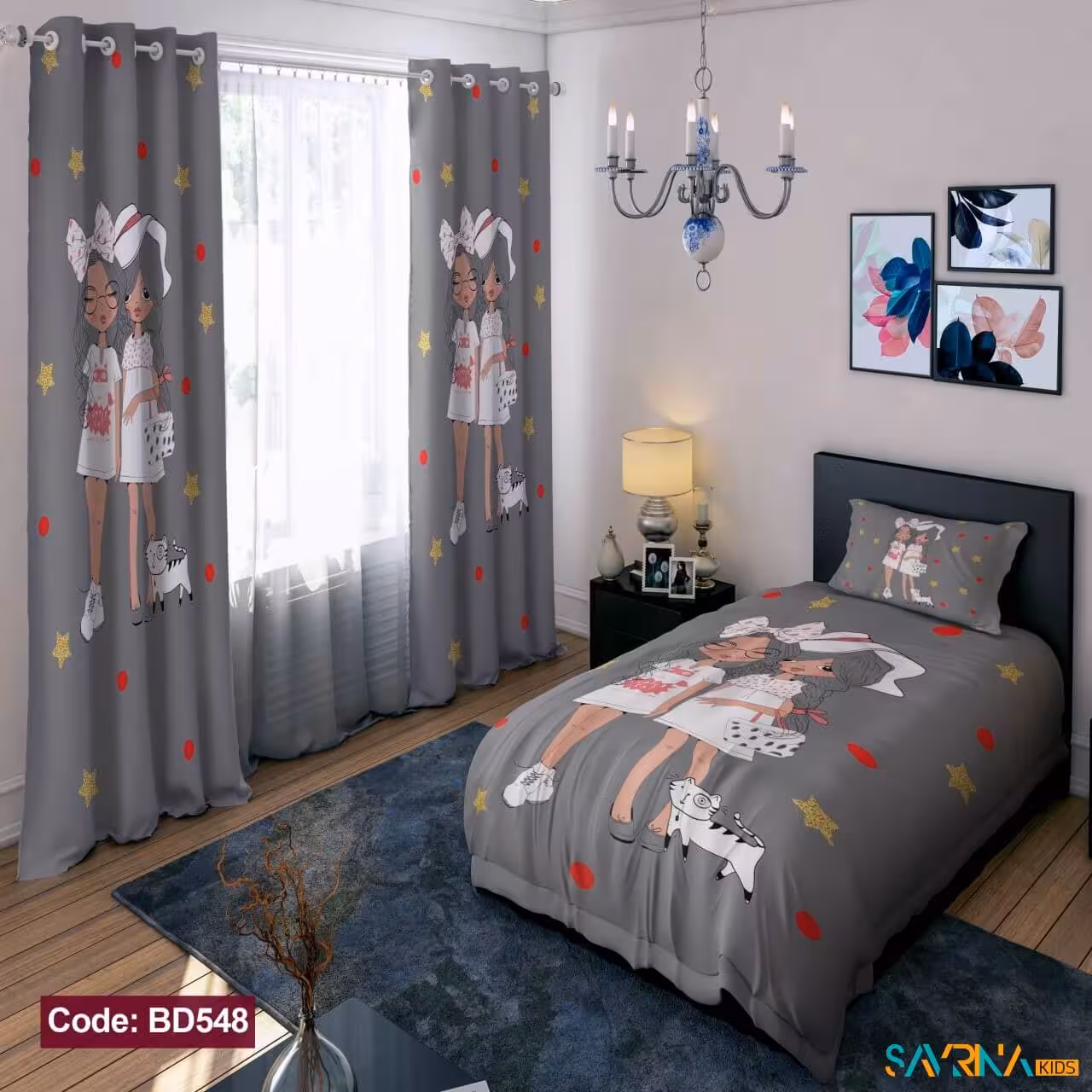 ست اتاق خواب دخترانه طرح دختر ملوس کد BD548