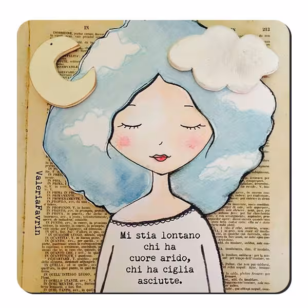 زیر لیوانی طرح دختر و کتاب و ماه کد nzl141