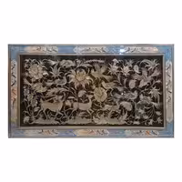 تابلو قلمزنی با قاب خاتم کاری فیبری گل و بلبل  50در90