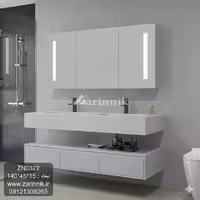 آینه و روشویی سرامیکی مدرن رنگ سفید برند زرین نیک کد ZN0322