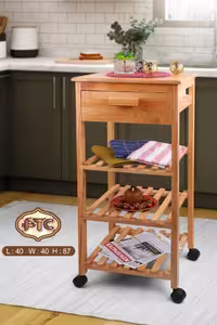 استند چوبی چرخدار سه طبقه کشودار PTC