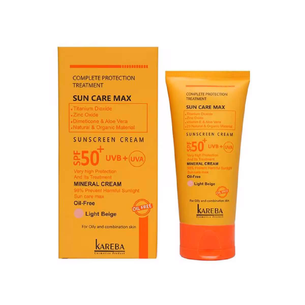 کرم ضد آفتاب رنگی SPF50  مناسب پوست های چرب و مختلط کاربا