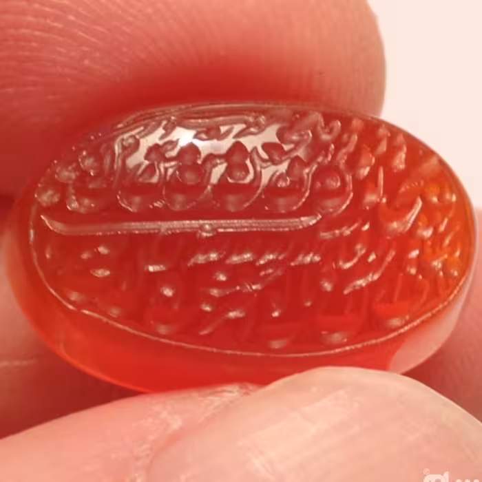 نگین عقیق  سرخ یمن خط کمانچه قدیمی 