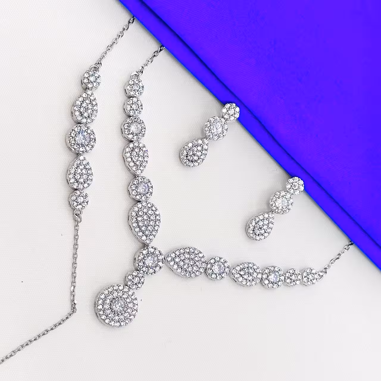 سرویس نقره جواهری زنانه کد 60155