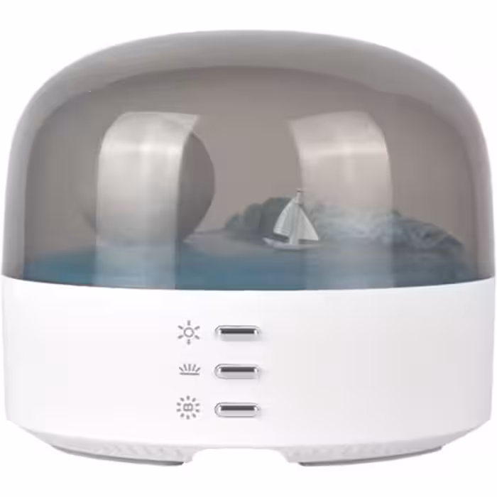 چراغ خواب رومیزی شارژی سفید با اسپیکر بلوتوثی طرح دریا مدل LJC-212