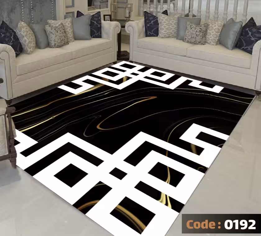 کاورفرش روفرشی دورکشدار گوشه لیفه ای لاکی ، آبی و متنوع کد 0192