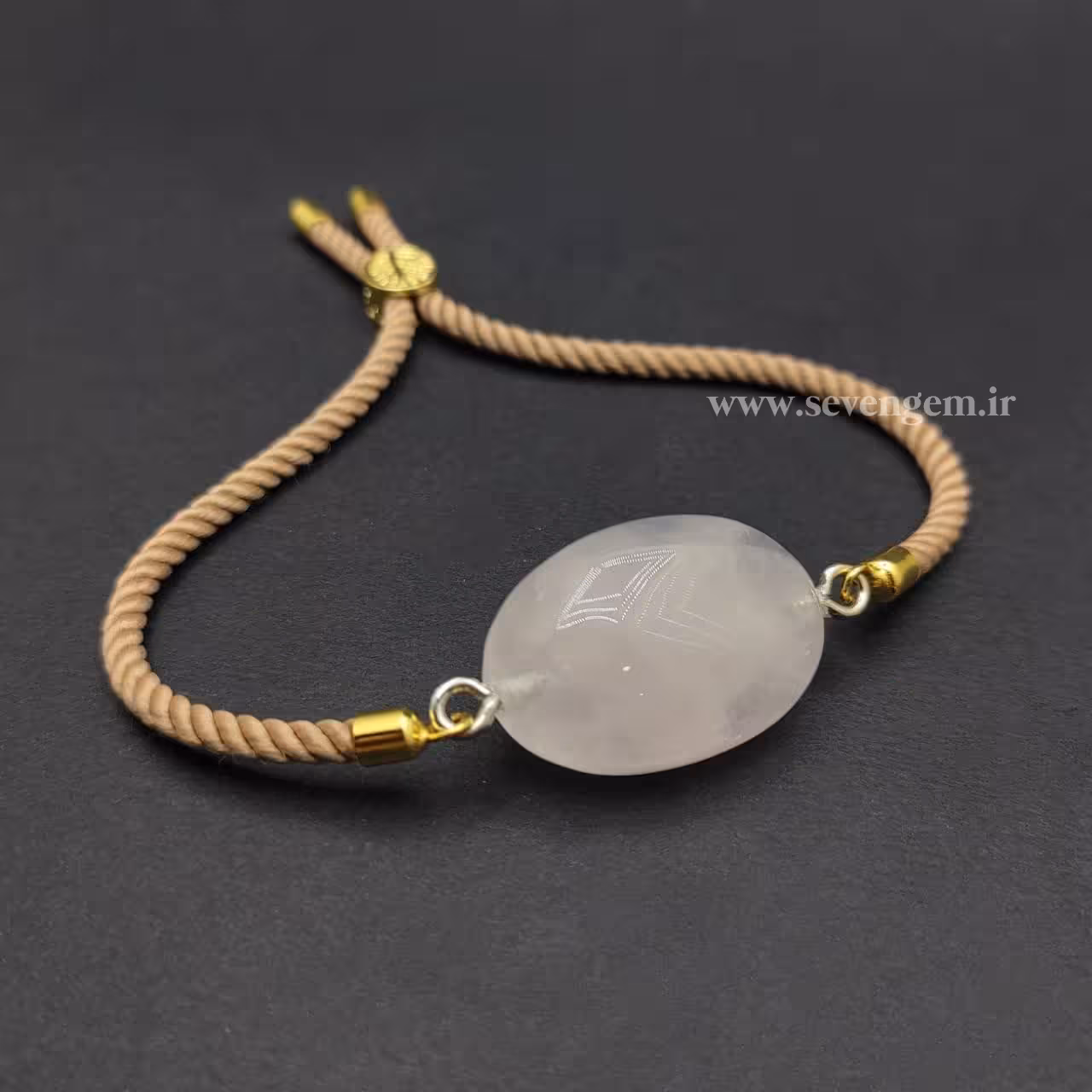 دستبند زنانه سنگ رزکوارتز (کد31)