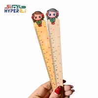 خط کش 15 سانتی چوبی دختر نخودی کد 10