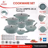 سرویس قابلمه گرانیتی لایف اسمایل 24پارچه مدل مشکی LIFEP7S-24-A