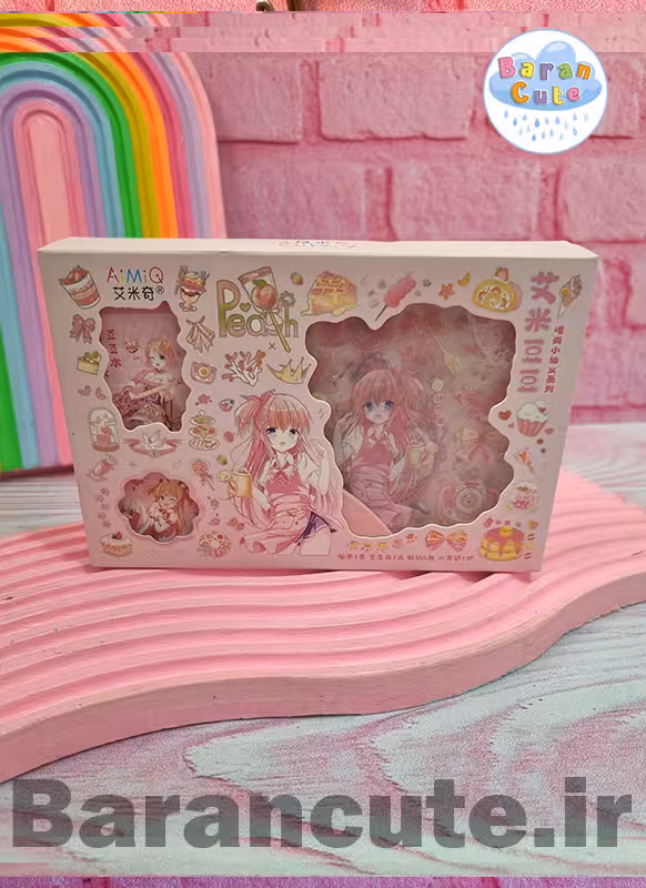 استیکر چند عددی و چسب واشی فانتزی طرح دختر صورتی