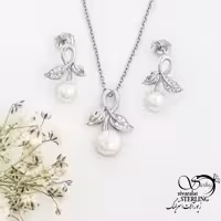 نیمست نقره طرح برگ و مروارید کد 18587