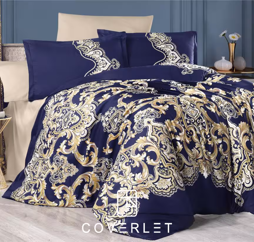 روتختی سرمه‌ای طرح‌دار دونفره کاوری مدل Artesa