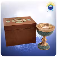 سنگاب مس و فیروزه کوب 16 سانت با جعبه ام دی اف چرمی