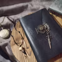 دفتر چرمی ، چرم بزی مشکی، 19/5 در 14, صد برگ کاغذ نخودی رنگ ، چفتی