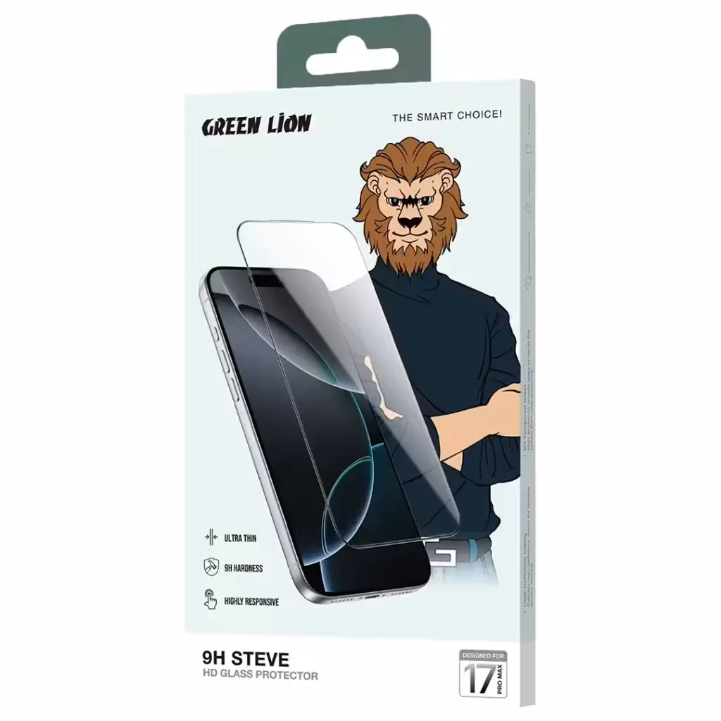 گلس شفاف استیو آیفون سری 17 گرین Green Lion Steve HD Screen Protector for iPhone 17Series