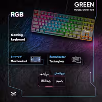 کیبورد گیمینگ گرین مدل GK801-RGB، سوئیچ مکانیکال آبی، Tenkeyless، نورپردازی RGB