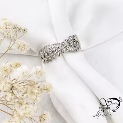 انگشتر ژوپینگ سفید طرح کلاسیک کد 17648