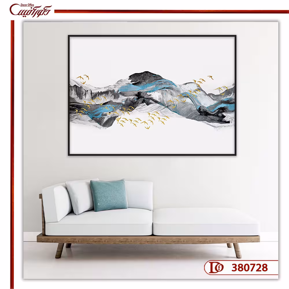 تابلو طرح مدرن آبی سفید R380728