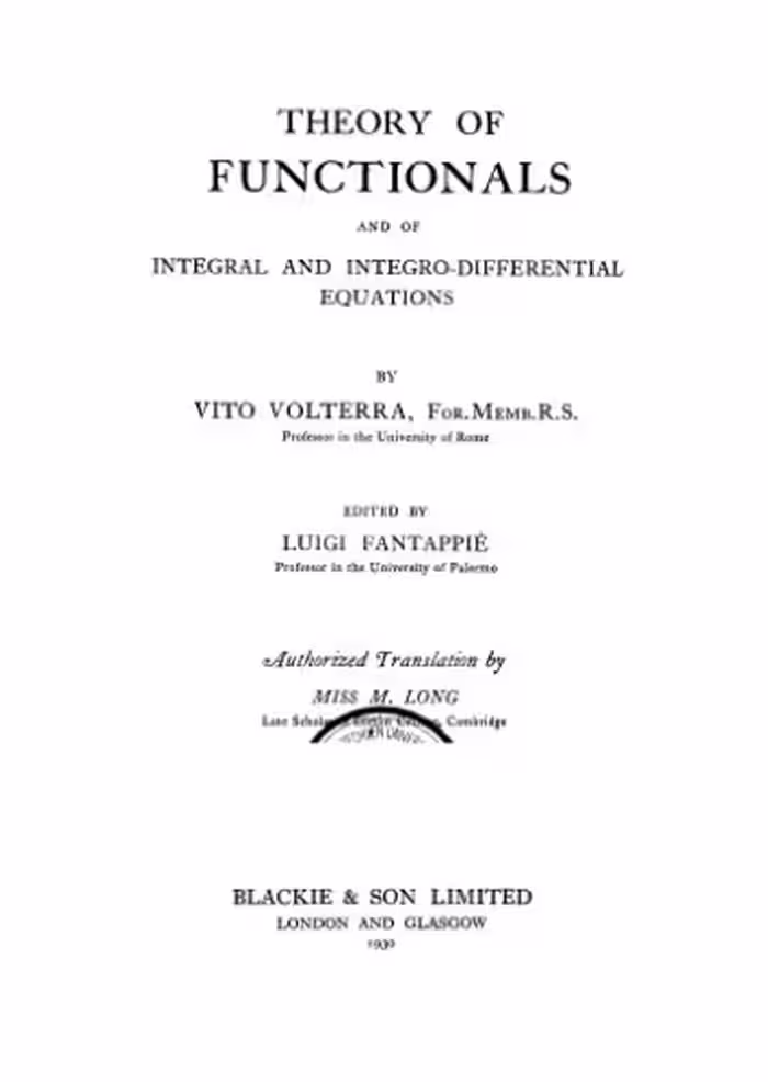 خرید و دانلود نسخه کامل کتاب Theory of Functionals and of Integral and Integro-Differential Equations
