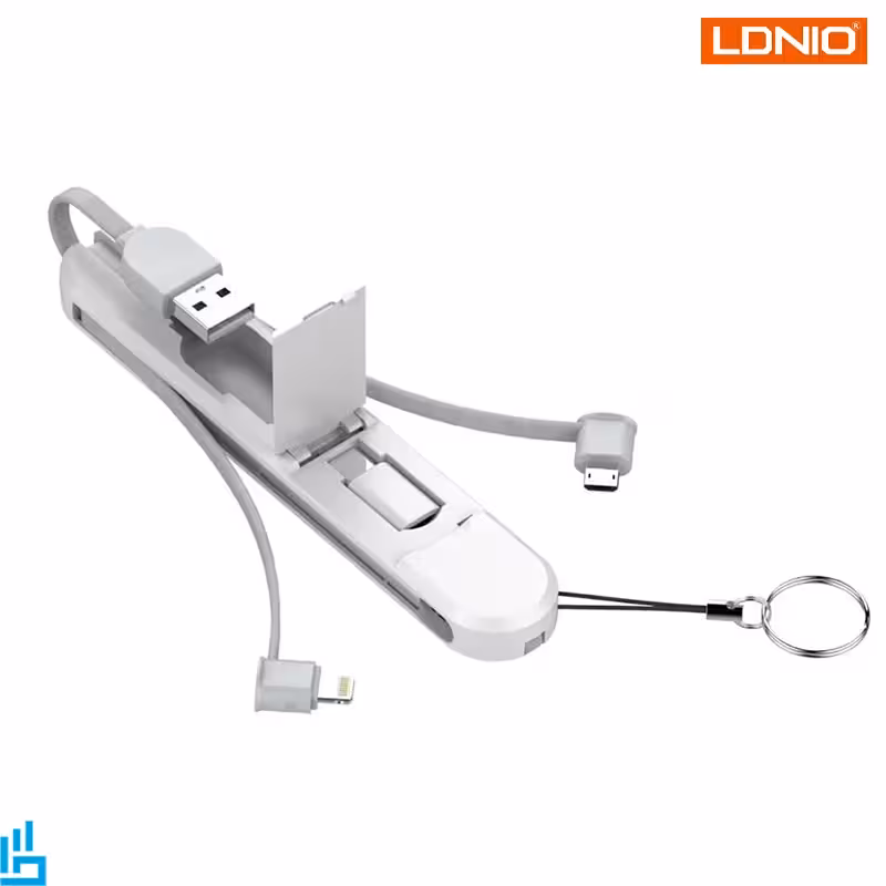 کابل تبدیل USB به USB-C/MicroUSB/لایتنینگ الدینیو LDNIO LC130 طول 20 سانتی متر