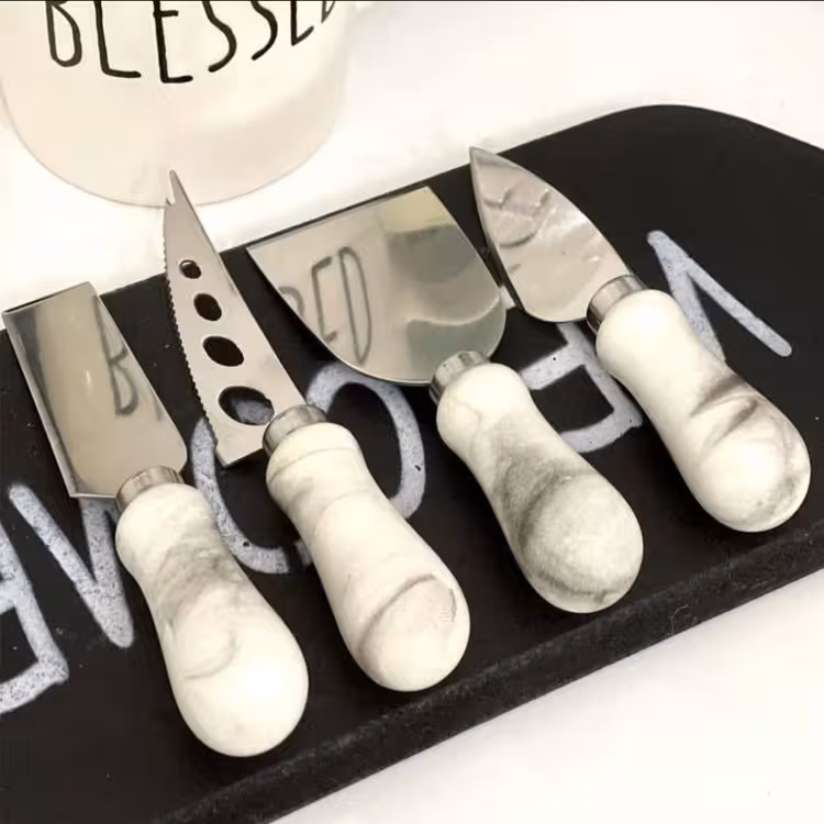 ست کارد و پنیر خوری دسته ماربل(ابزار صبحانه)