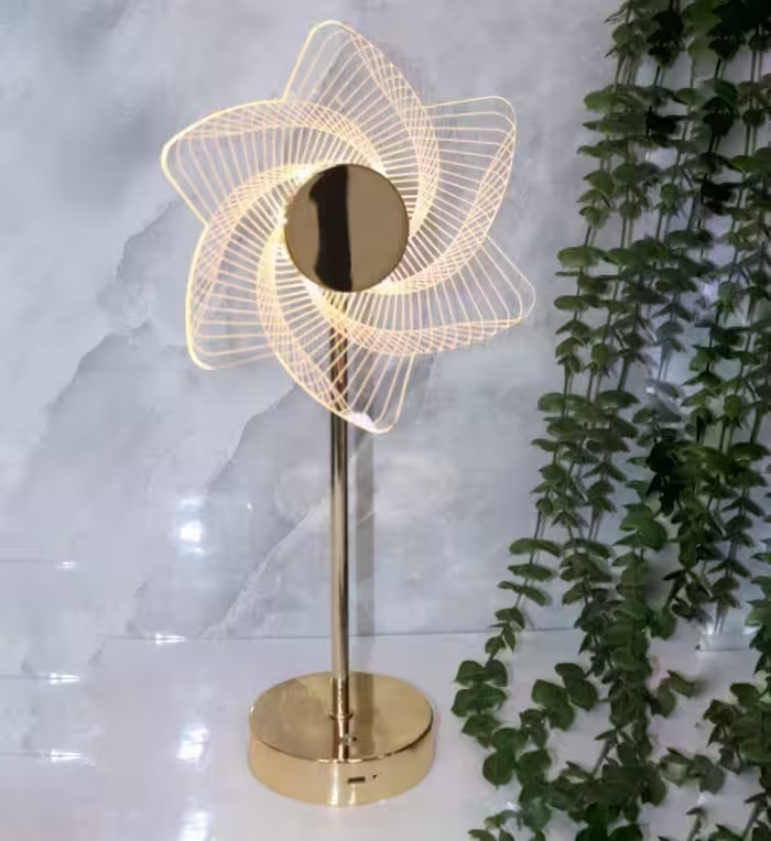 آباژور طلایی طرح گل شارژی