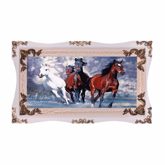 تابلو فرش ماشینی دنیای فرش طرح اسب کد 408